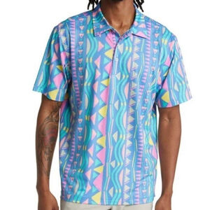Chubbies Sunday Shirt Retro Geometric Golf Polo Size M